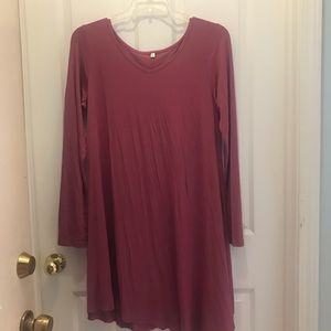 Long Sleeve Swing Dress Pink